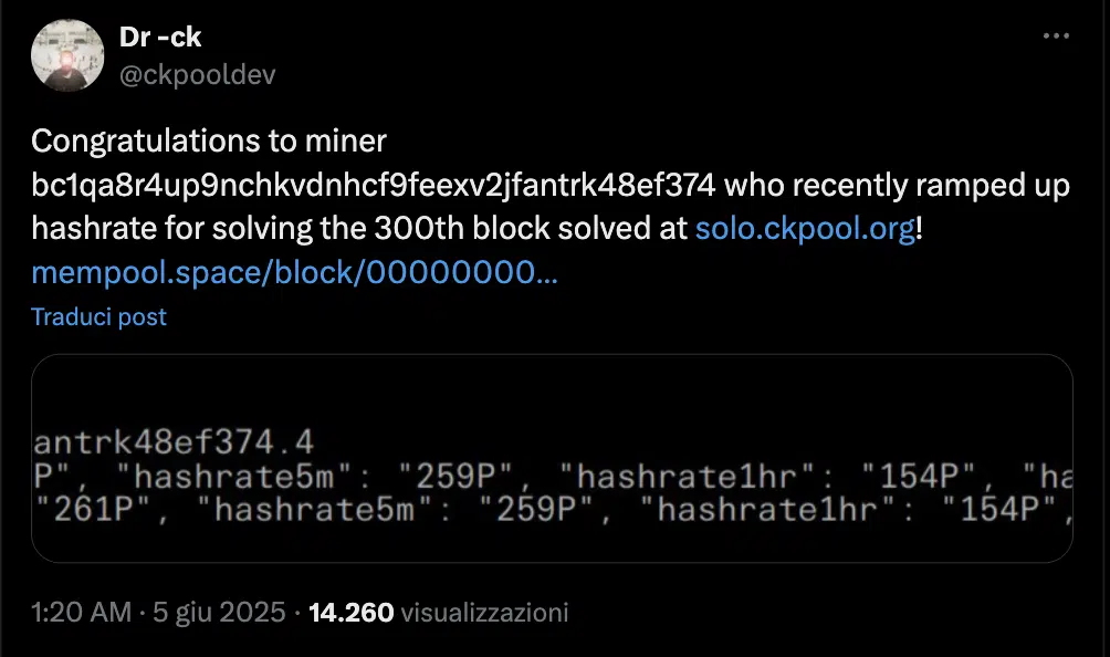 tweet ckpool