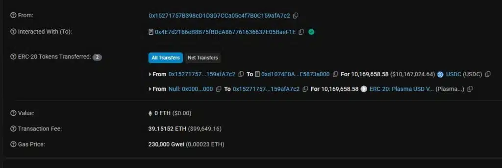Gas Ethereum Plasma XPL