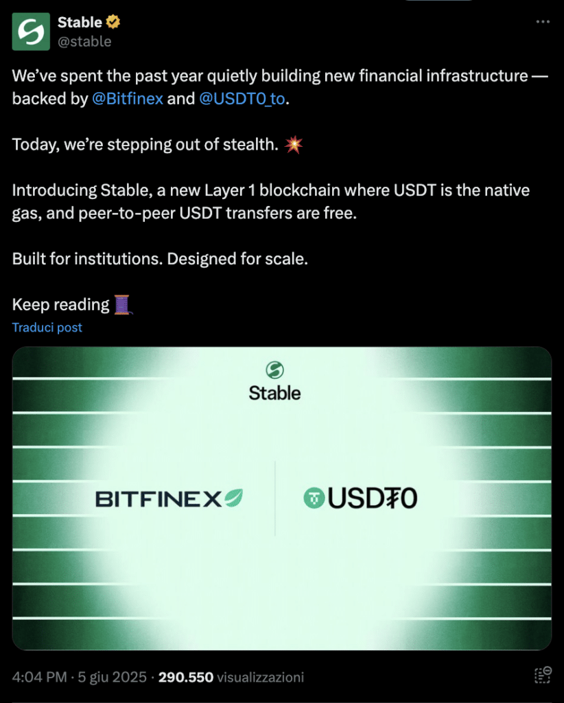 Bitfinex tether presentano stable
