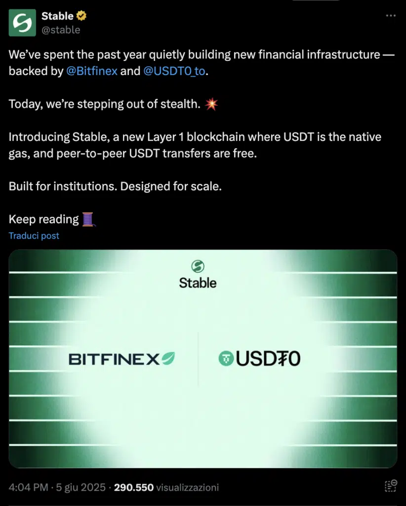Bitfinex tether presentano stable