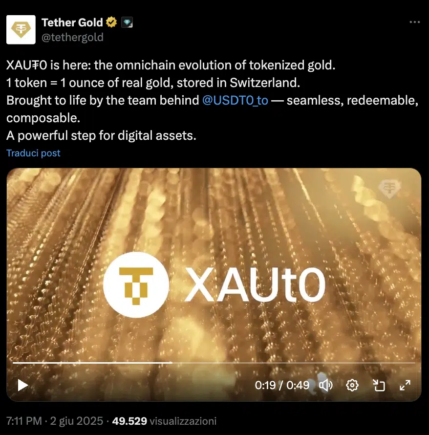 XAUT tether oro