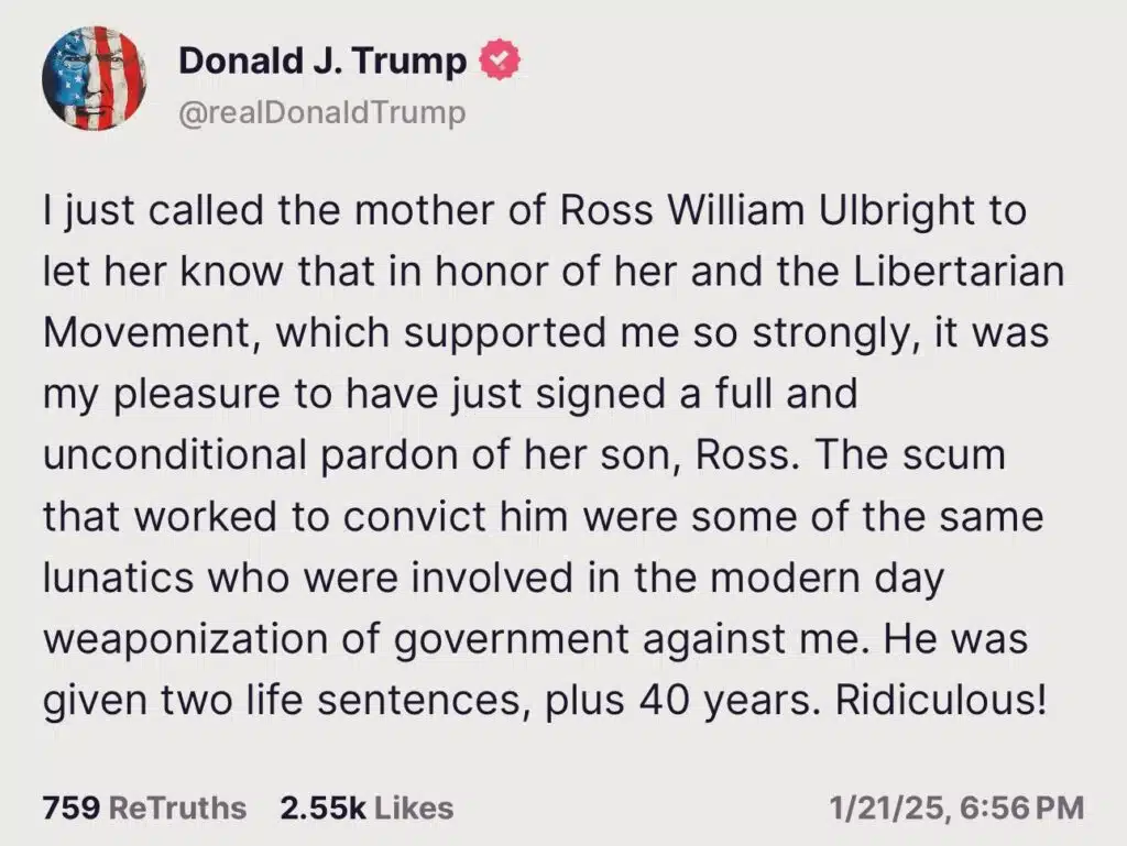 Donald Trump ross ulbricht