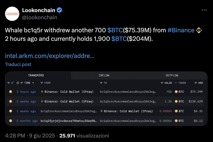 Bitcoin accumulazione whales
