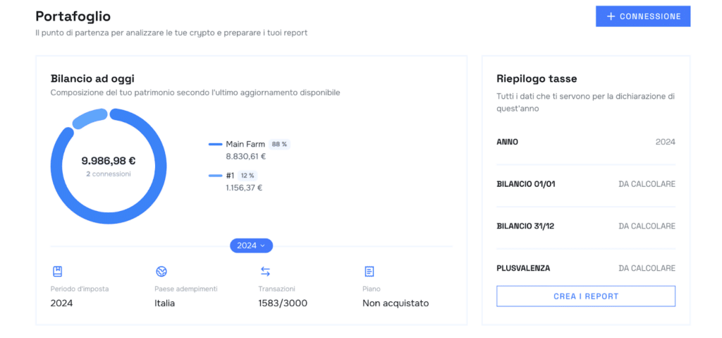 sezione portafoglio crypto okipo
