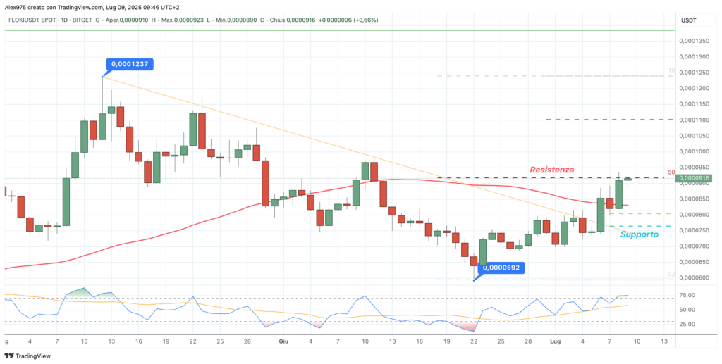 Floki (FLK) - daily 9 luglio 2025