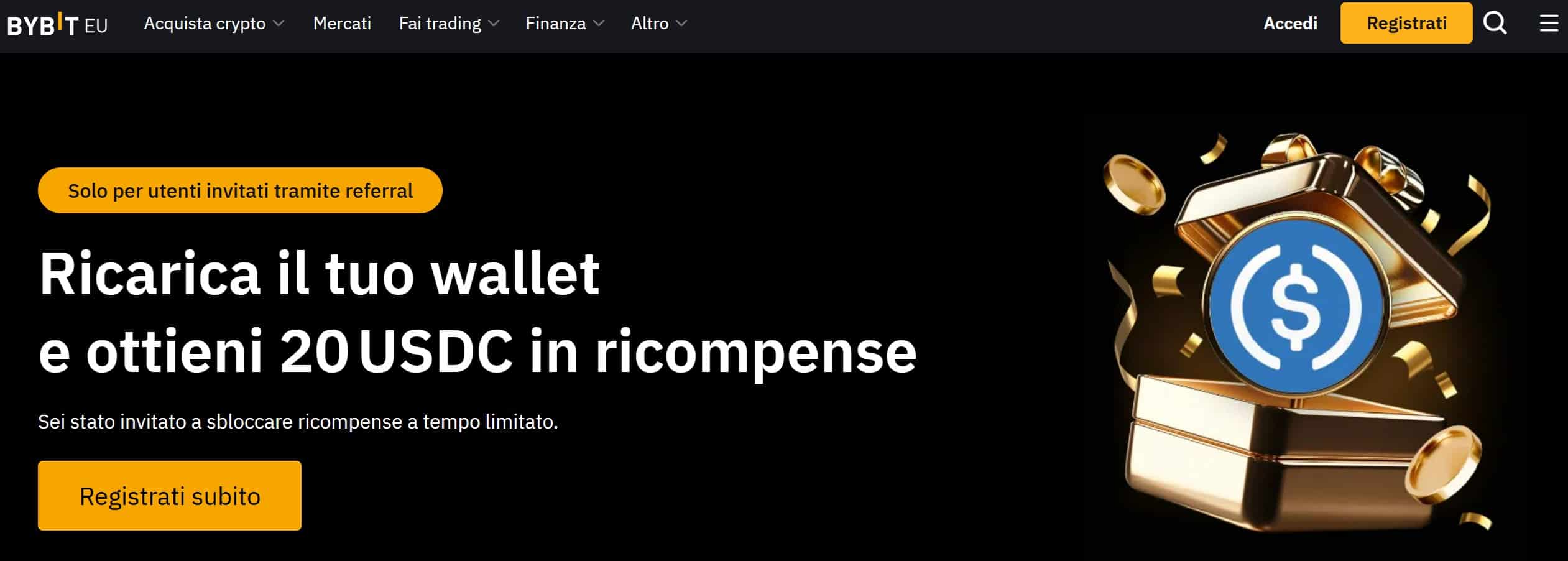 Bybit ricompensa di 20 USDC