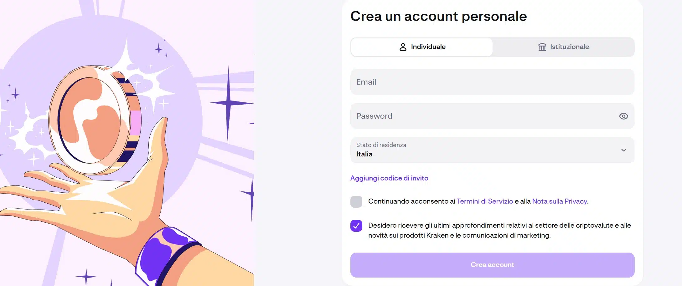 Kraken registrazione