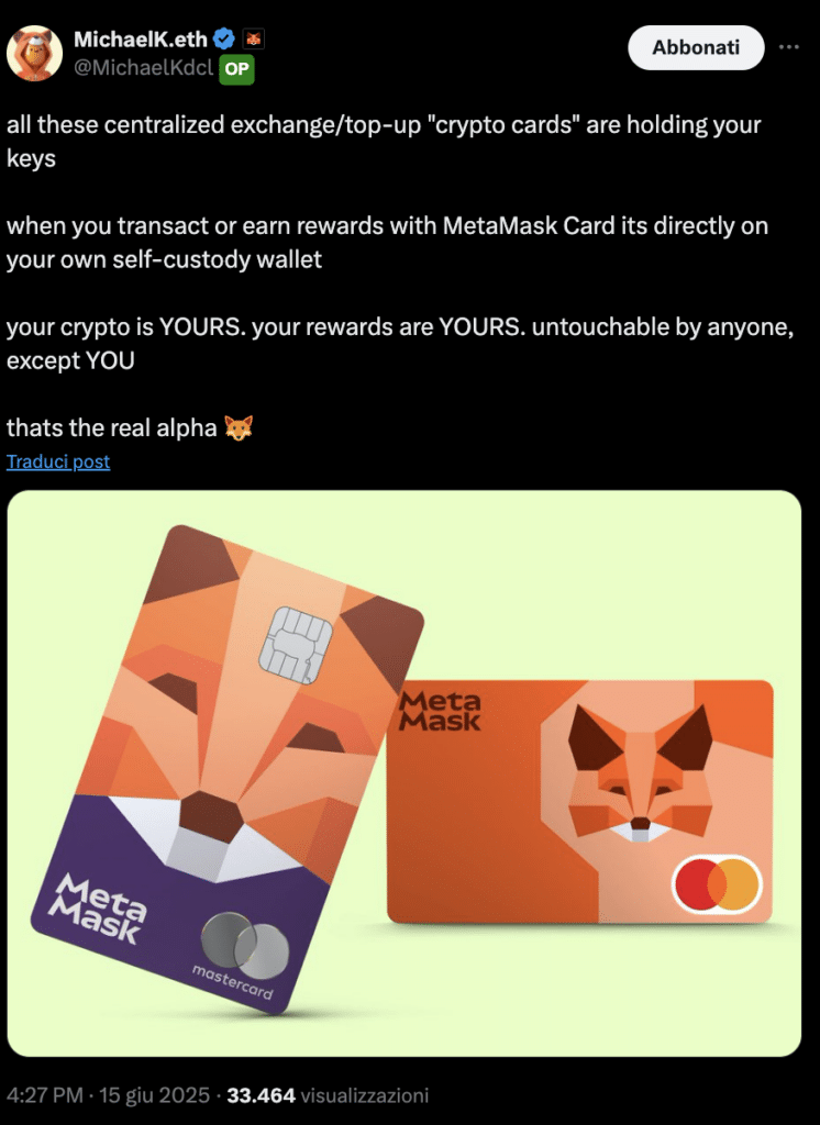 carda di pagamento metamask