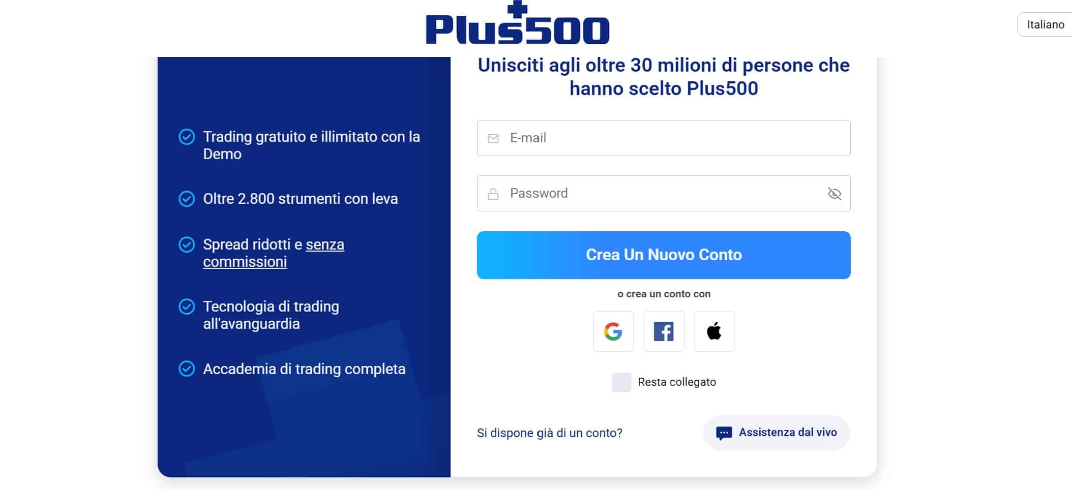 Plus500 registrazione