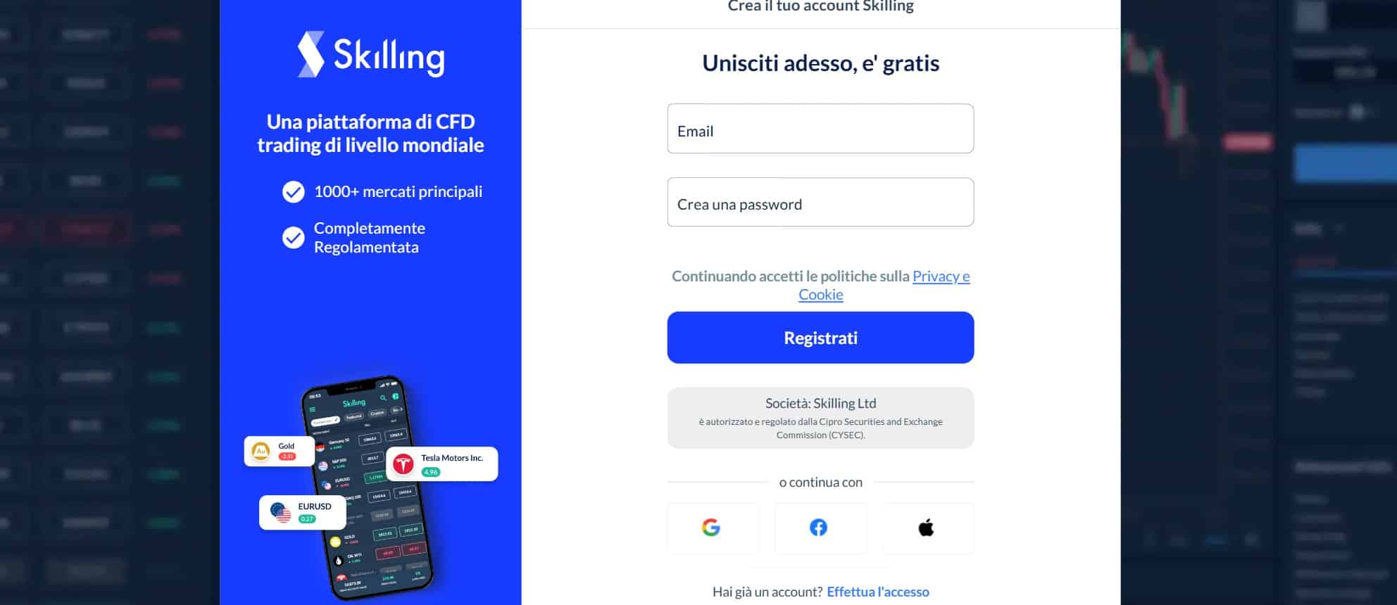 Skilling - Registrazione