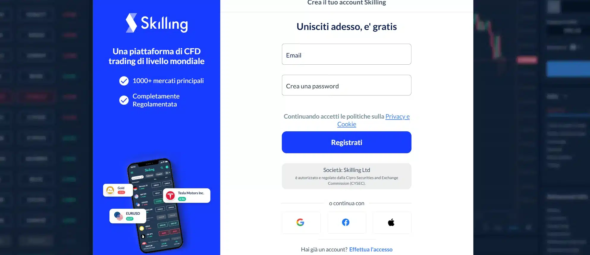 Skilling - Registrazione