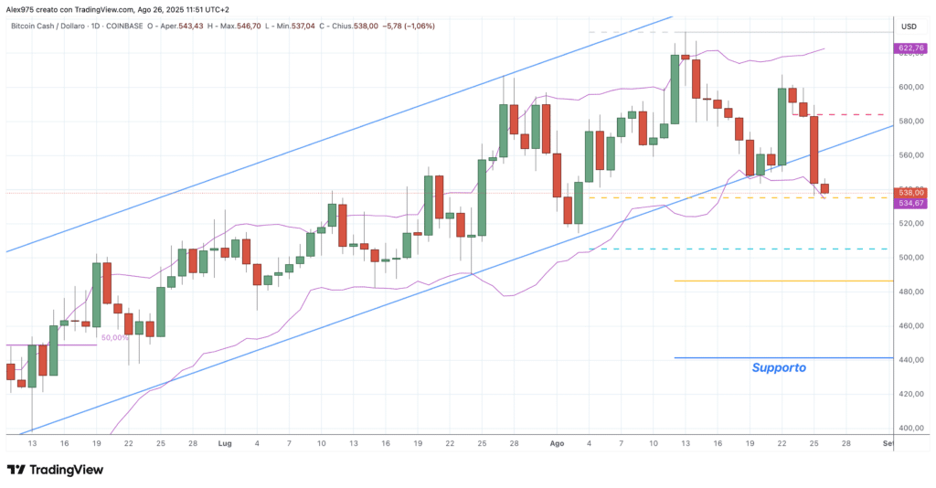 Bitcoin Cash (BCH) - daily 26 agosto 2025