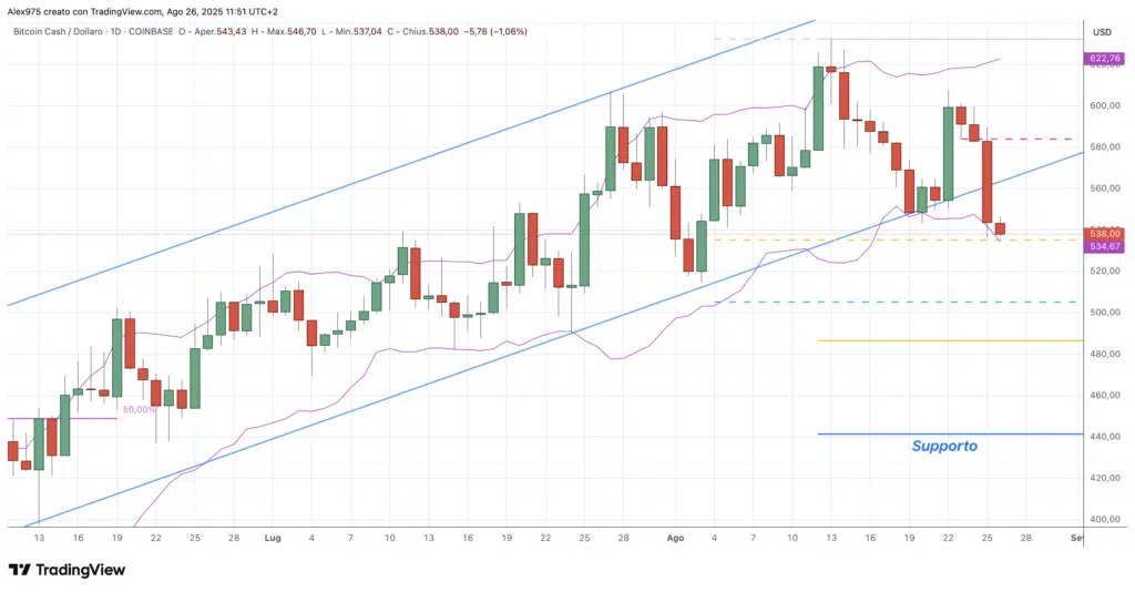 Bitcoin Cash (BCH) - daily 26 agosto 2025