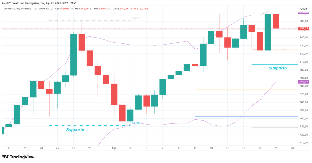 Binance Coin (BNB) - daily 21 agosto 2025