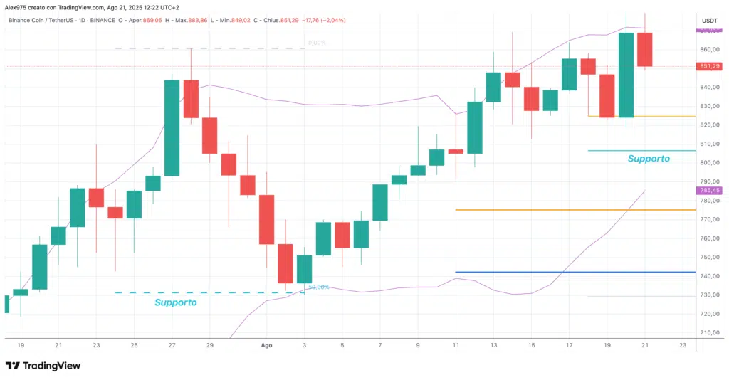 Binance Coin (BNB)  - daily 21 agosto 2025