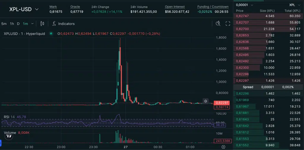 XPL grafico 1 minuto