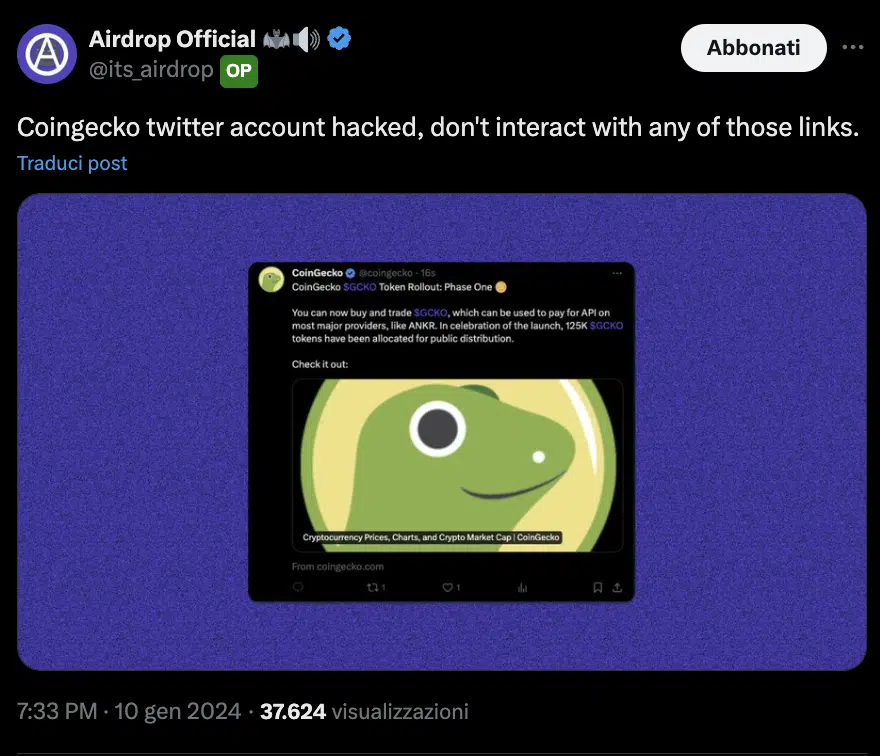Esempio Coingecko hack