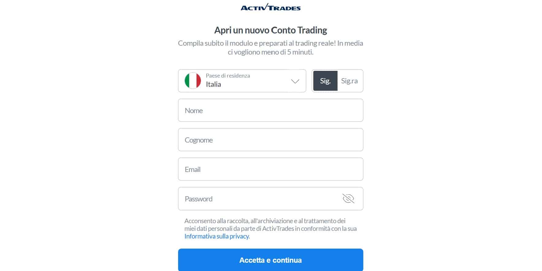 Come aprire un conto su ActivTrades
