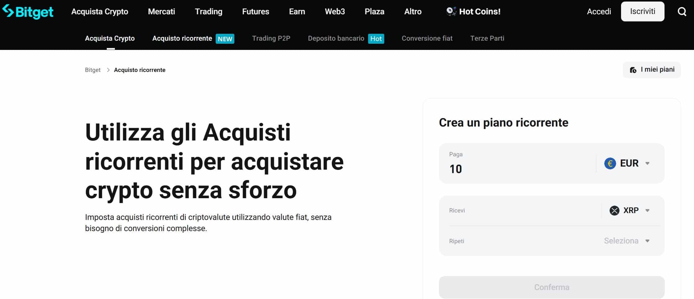 Bitget - Migliori piattaforme PAC crypto