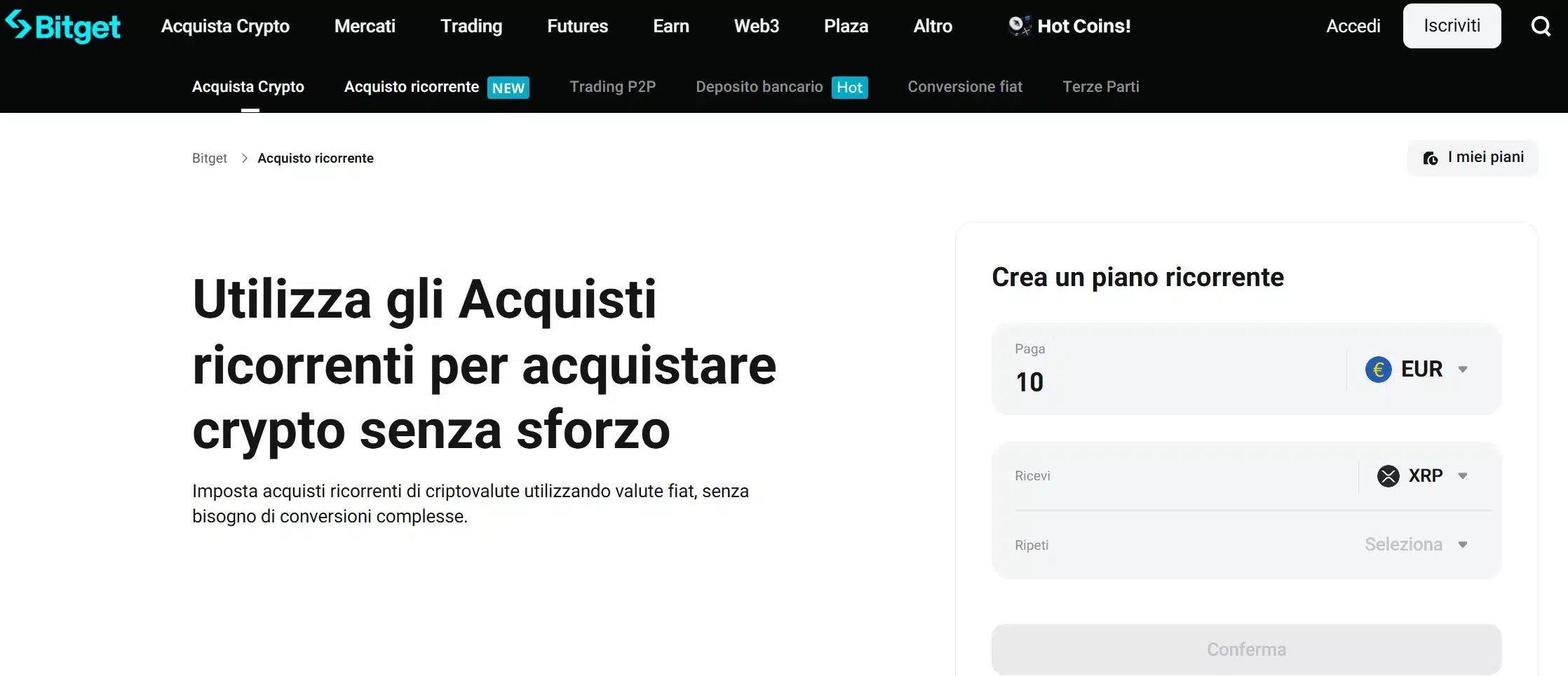 Bitget - Migliori piattaforme PAC crypto