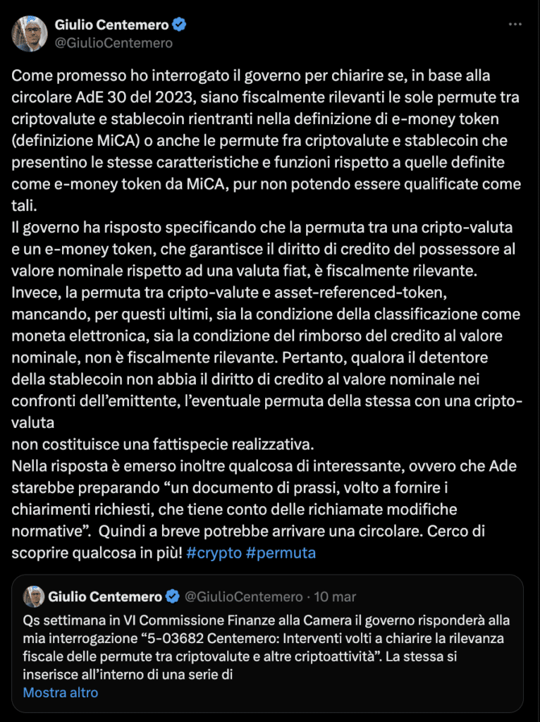 precisazione centemero