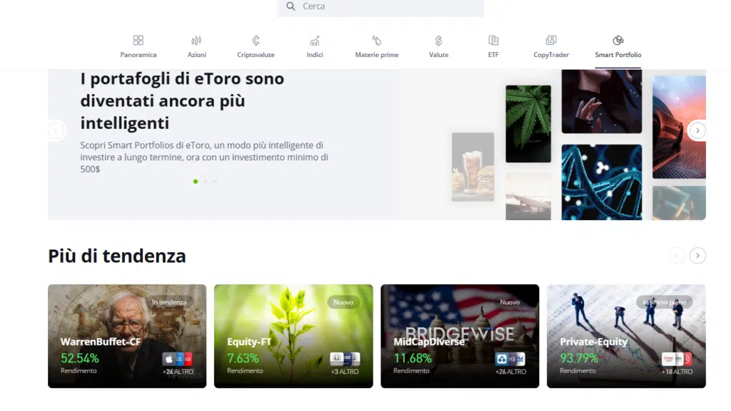smart portfolios di etoro