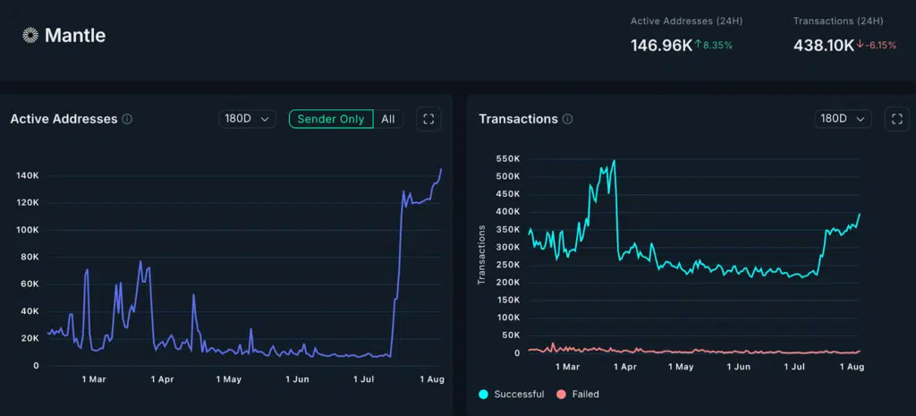 indirizzi attiviti e transazioni mantle