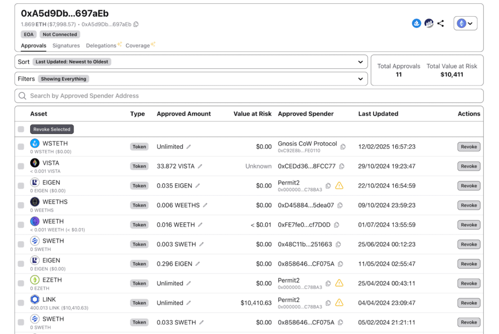 revocare approvazioni, prevenire hack