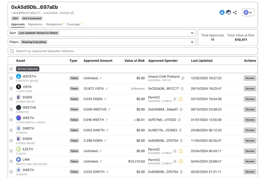 revocare approvazioni, prevenire hack