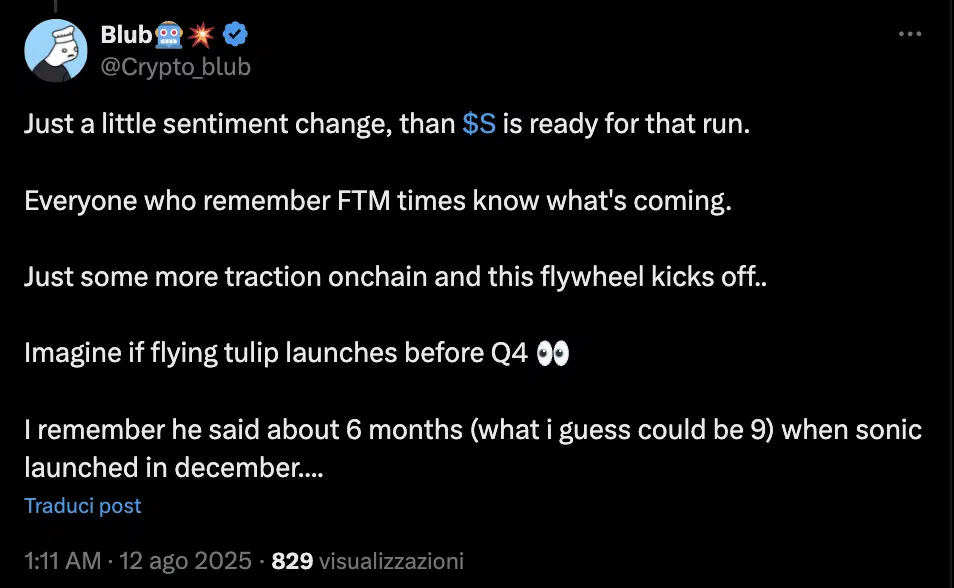 Sonic post eccessivamente bullish