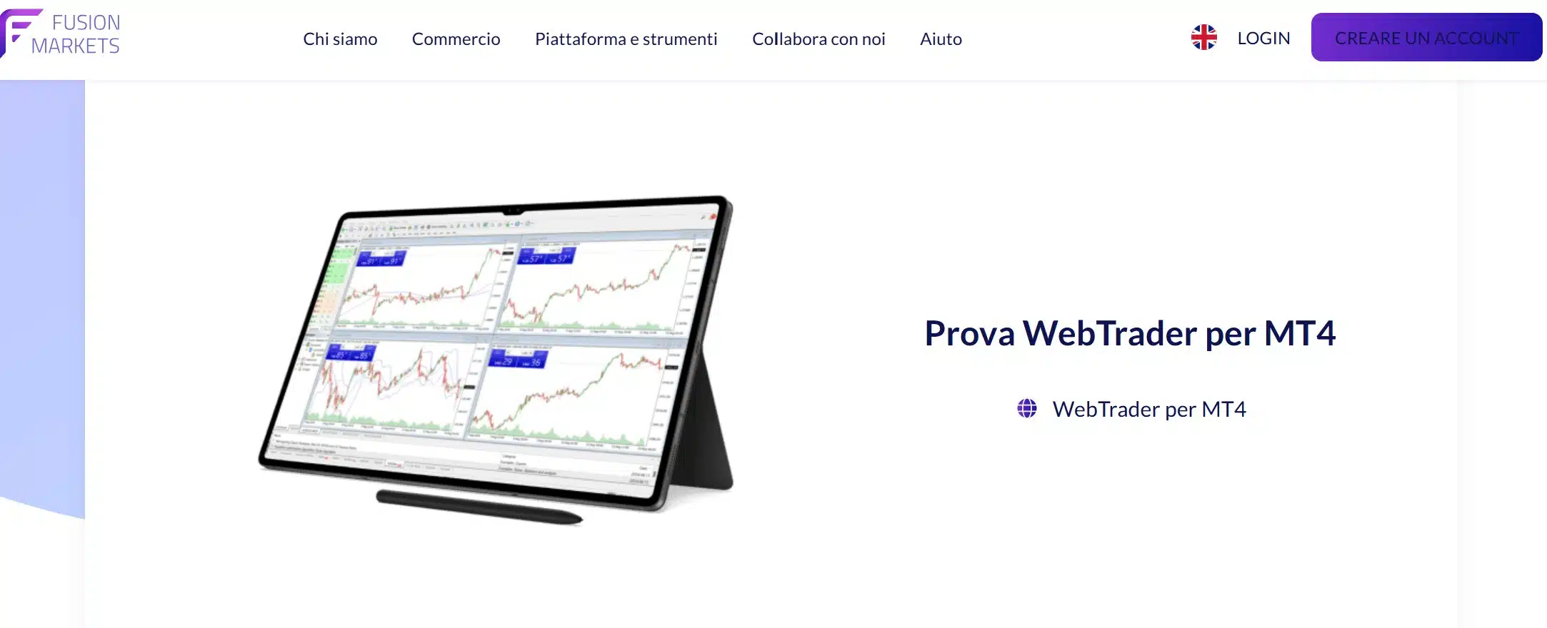 WebTrader su Fusion Markets