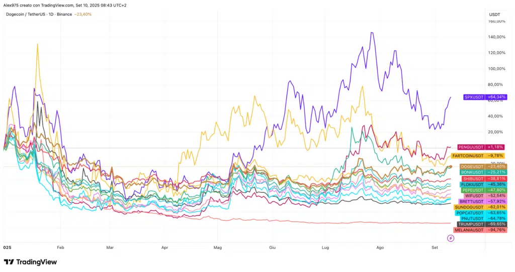 Andamento meme token YTD