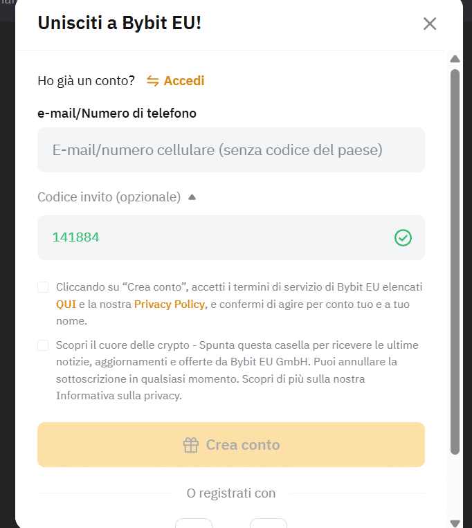 Richiedere Bybit Card EU