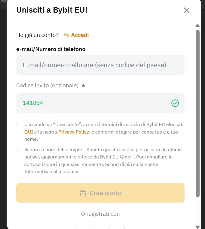 Richiedere Bybit Card EU