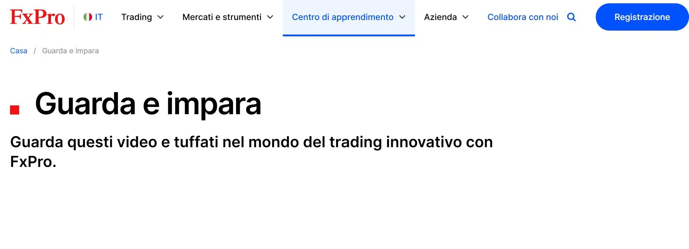 Corsi di trading di FxPro