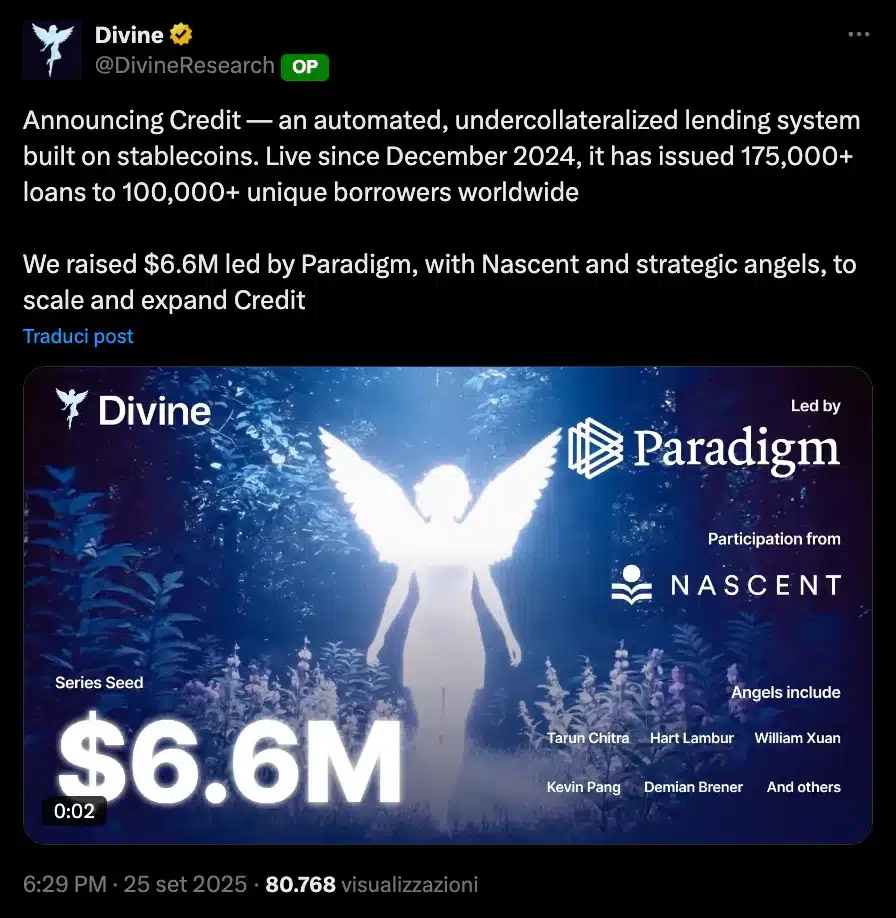 Divine Credit seed round