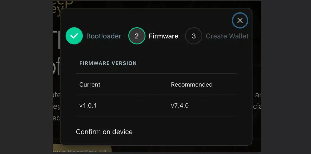 KeepKey - aggiornamento Firmware