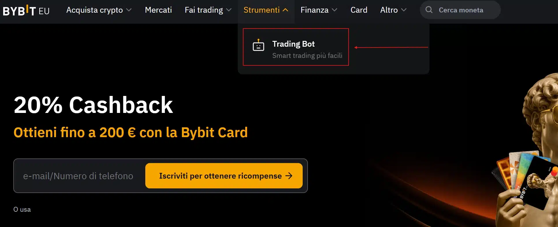 Accesso alla funzione Bybit bot trading
