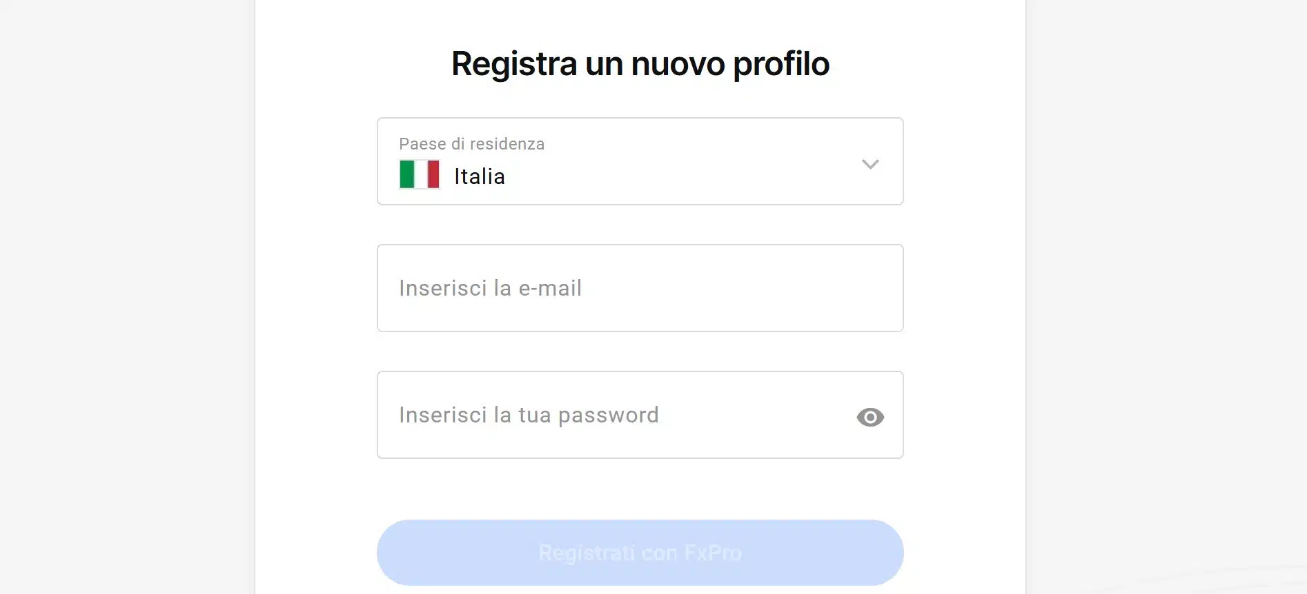FxPro - registrazione