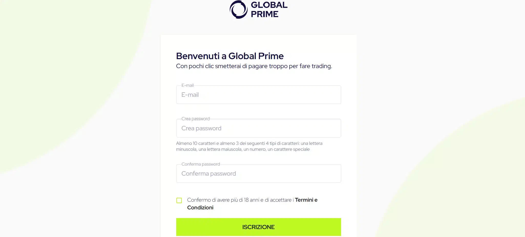 Global Prime - registrazione