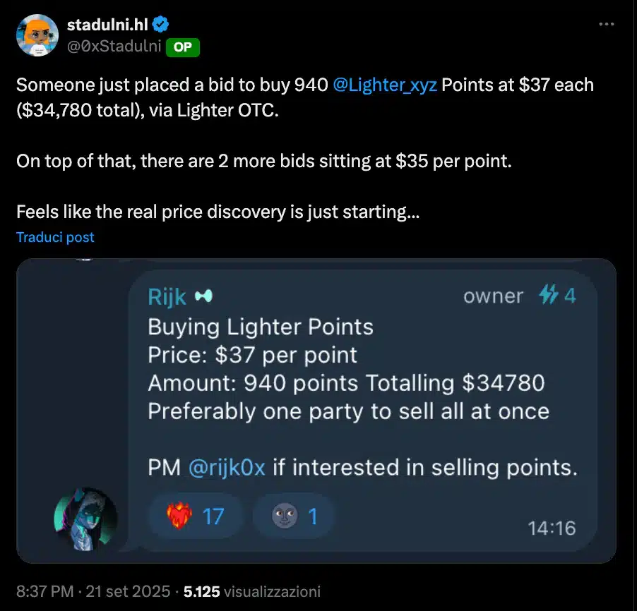 punti airdrop lighter