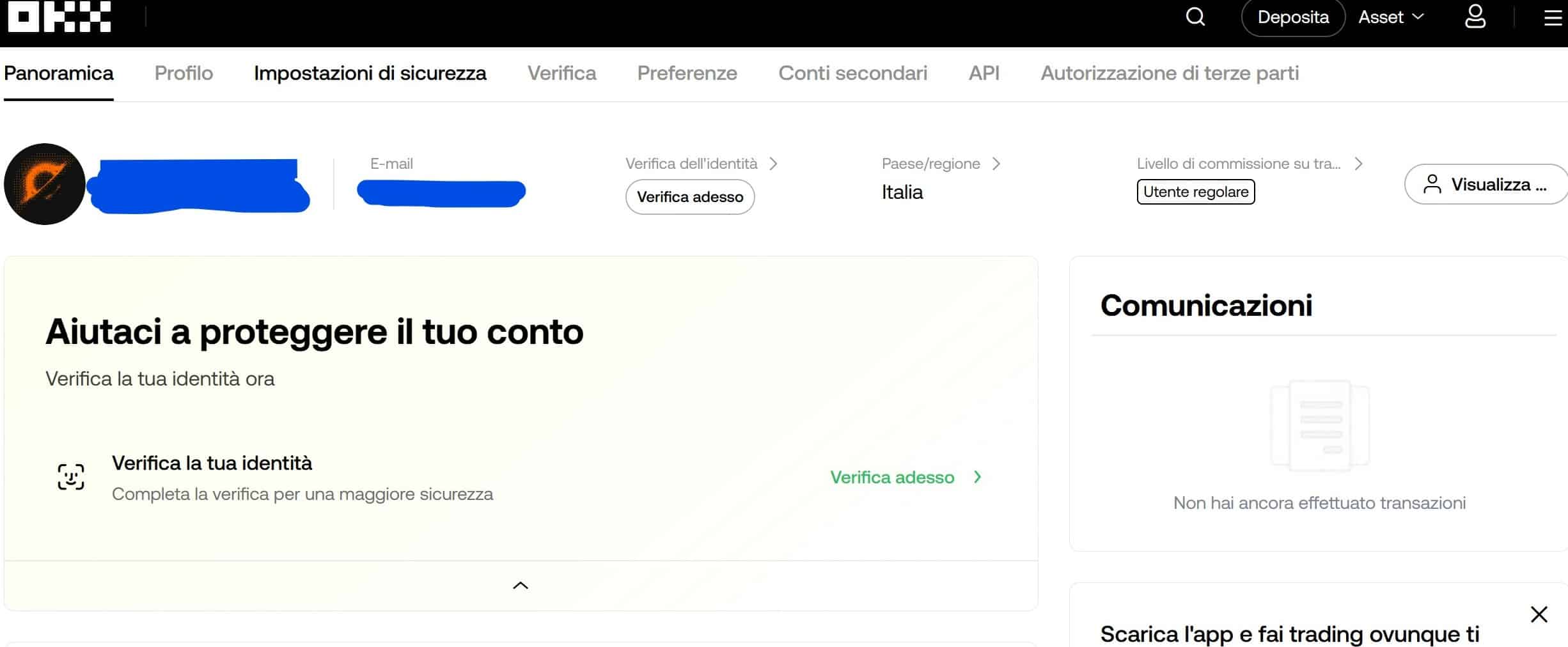 OKX KYC - verifica identità