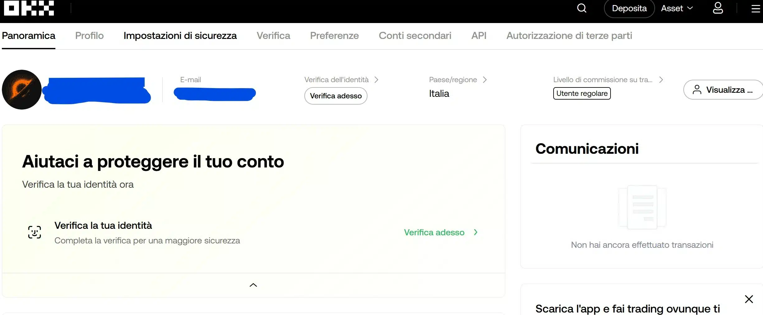 OKX KYC - verifica identità