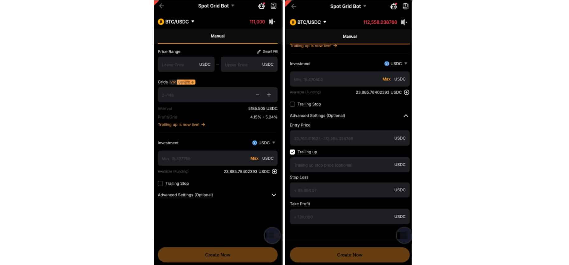 Parametri Spot Grid Bot Bybit