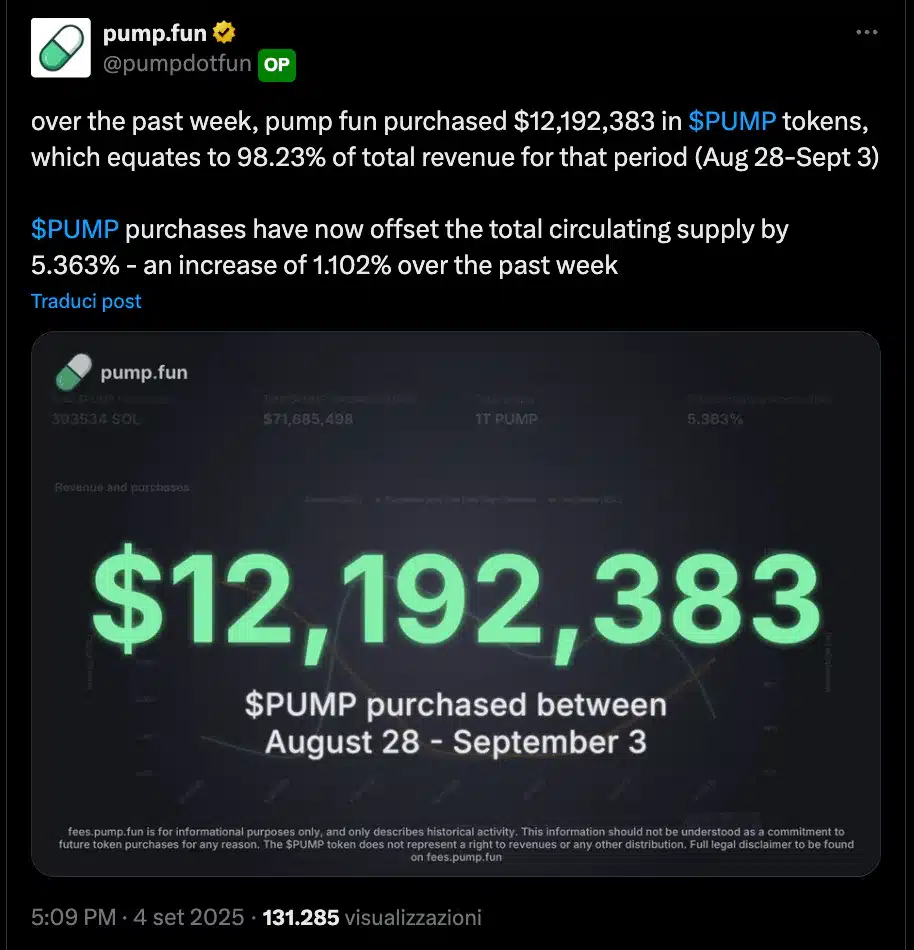 PUMP Pumpfun buybacks