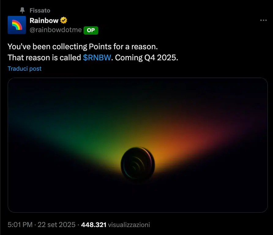 Rainbow wallet annuncia token