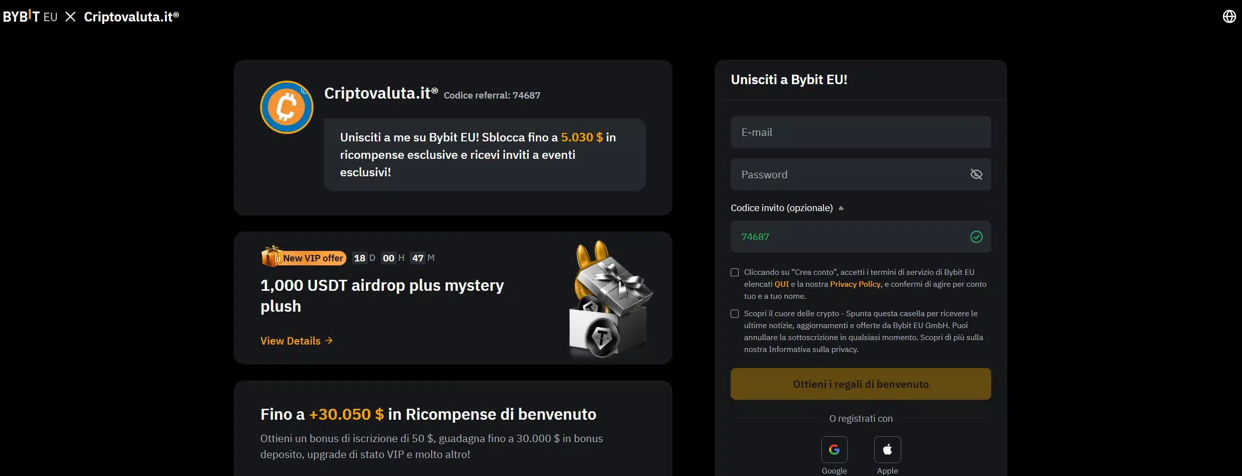 Registrazione per Bybit BOT