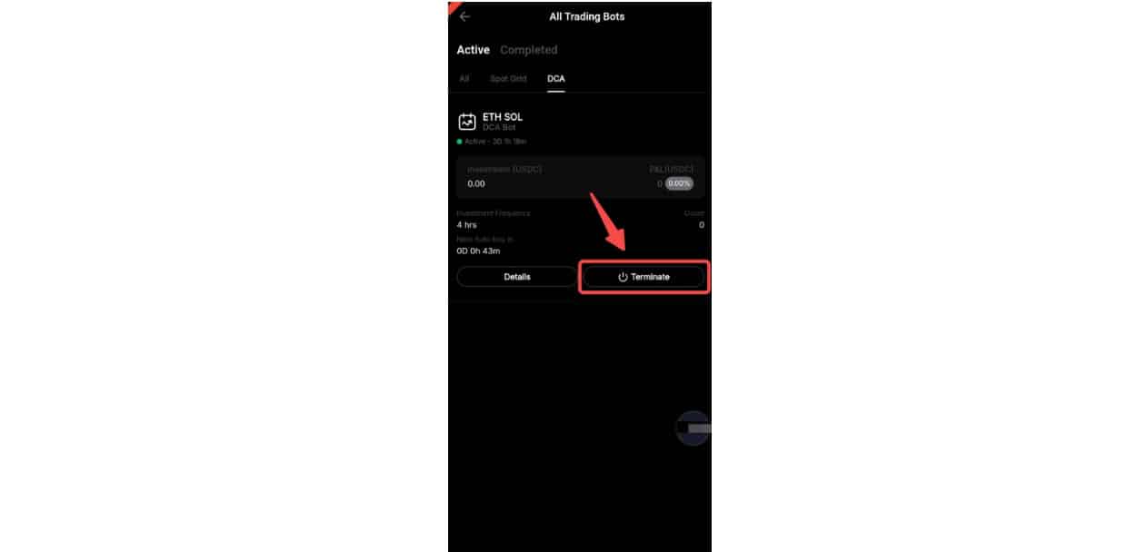 Terminare DCA Bot Bybit