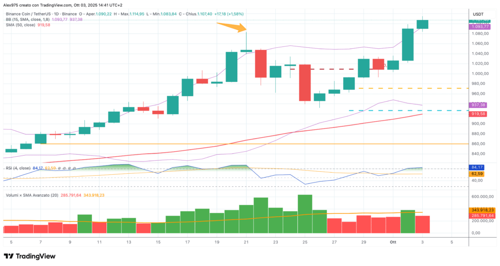 Binanace Coin (BNB) - daily 03 settembre 2025