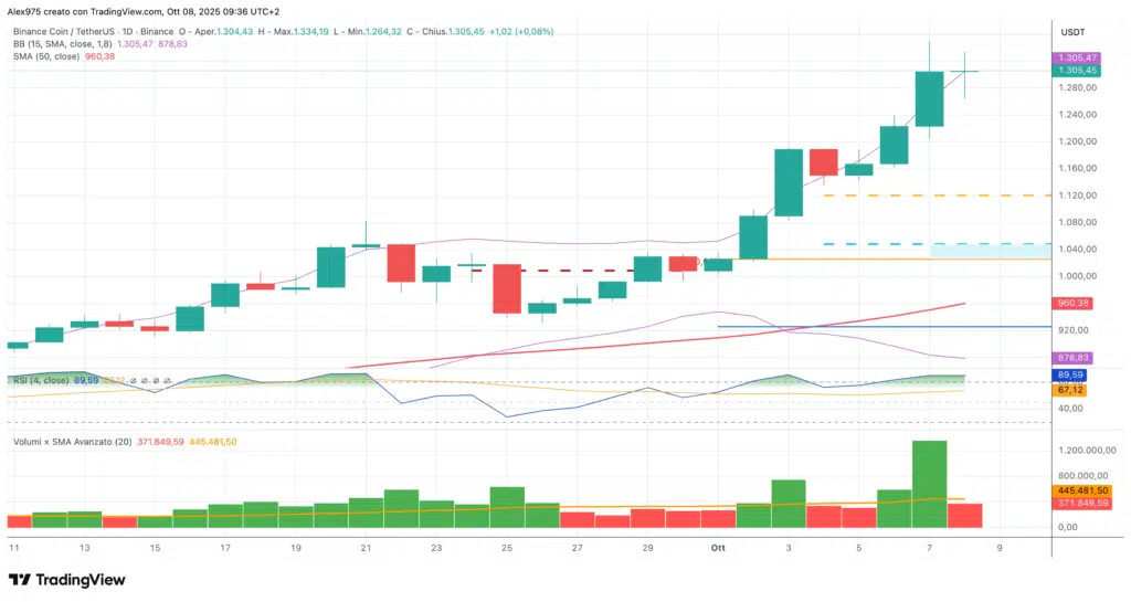 Binance Coin (BNB) - daily 08 ottobre 2025